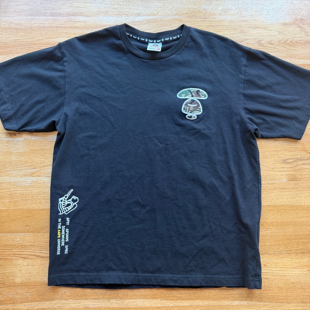 AAPE By A Bathing Ape Black‎ Camo Moonface Logo T-Shirt Mens XL SPEC-AP01-APUNVS